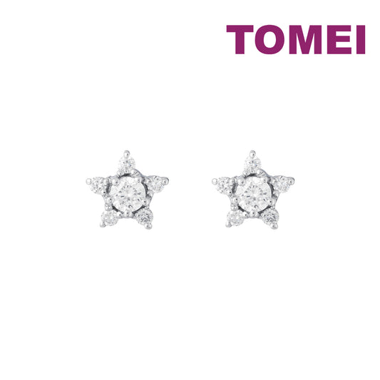 TOMEI Star Diamond Earrings, White Gold 750