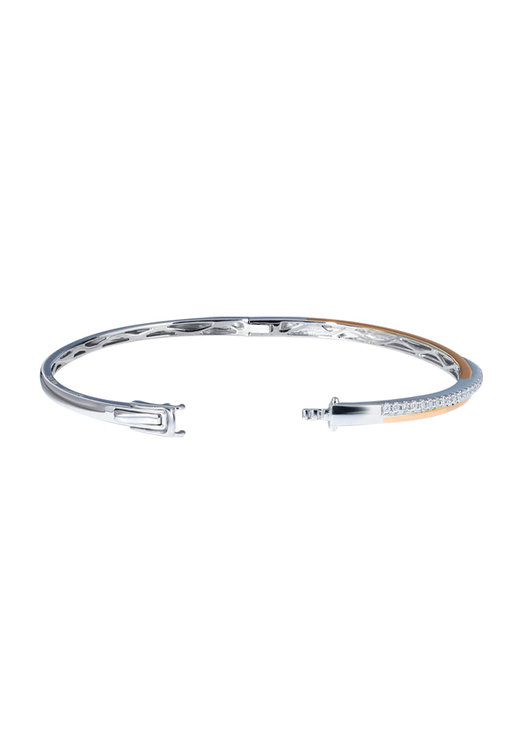 TOMEI Rosy Winter Collection Diamond Bangle, White+Rose Gold 585