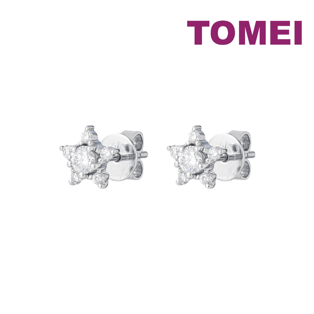 TOMEI Star Diamond Earrings, White Gold 750