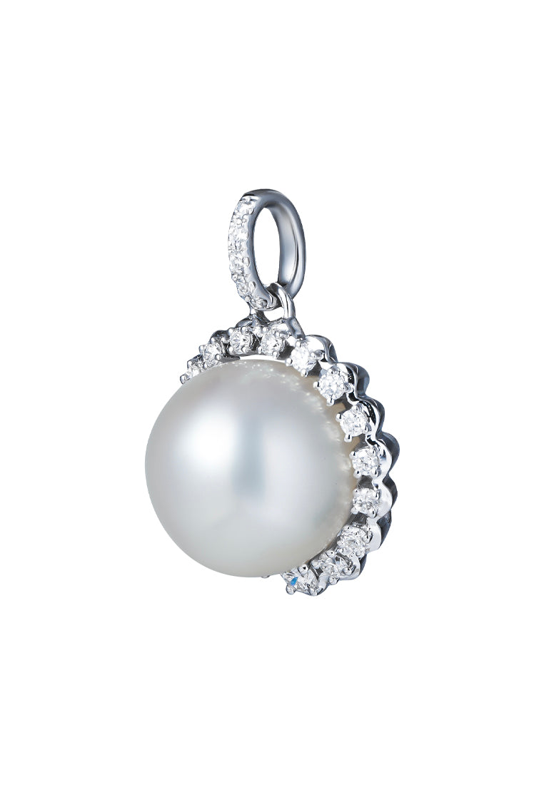 TOMEI Pearl Pendant, White Gold 750