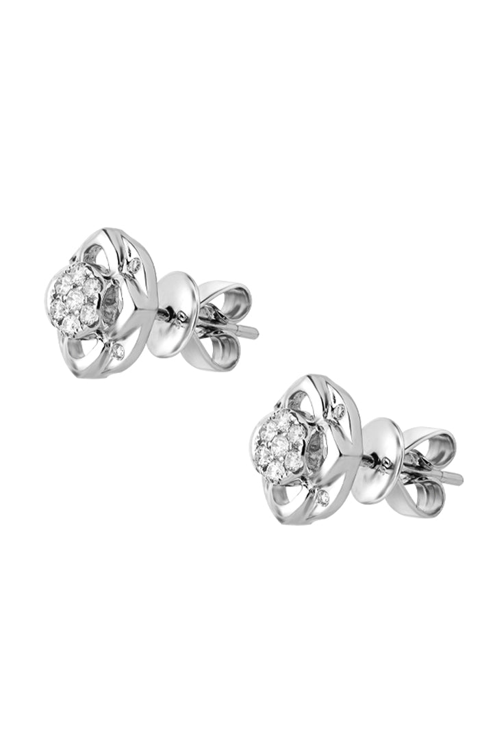 TOMEI Vividly Splendorous Florulent Duo Earrings, Diamond White Gold 750