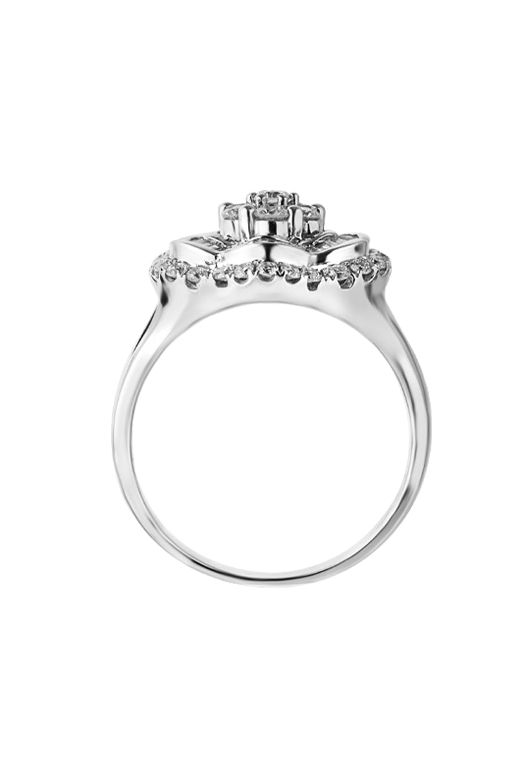 TOMEI Blossoming Diamond Ring, White Gold 750