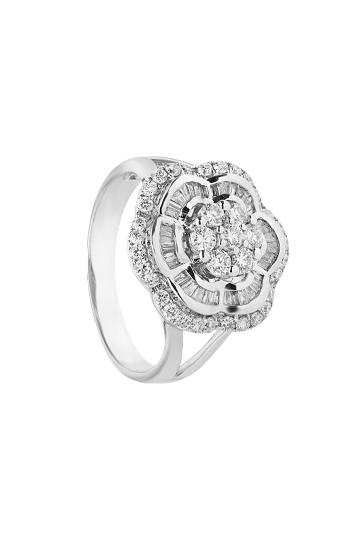 TOMEI Blossoming Diamond Ring, White Gold 750