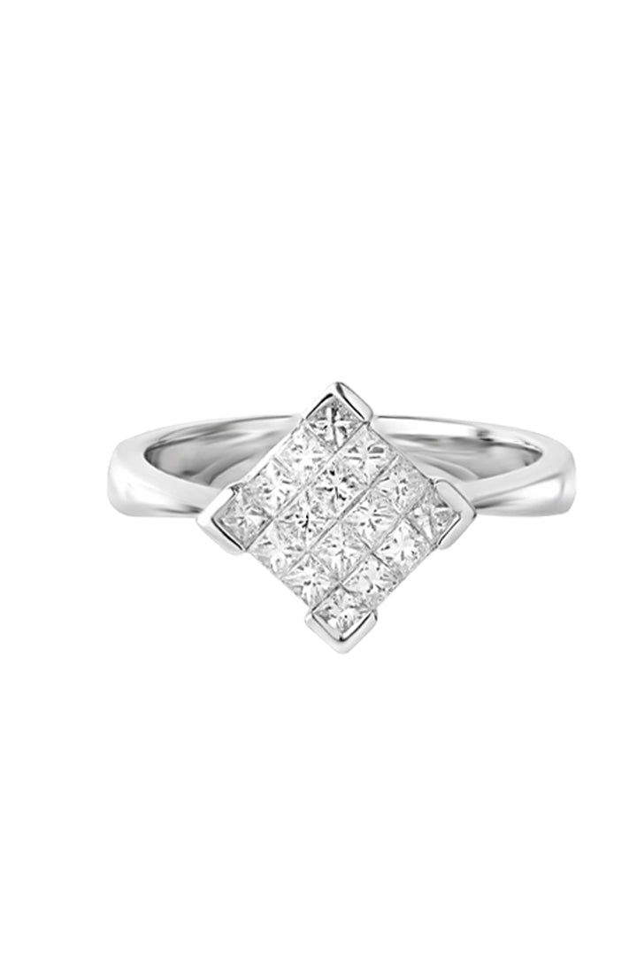 TOMEI Princess Cut Diamond RIng, White Gold 750 (454115 Z1713R)