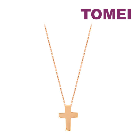 TOMEI Rouge Collection Perfect Cross Necklace, Rose Gold 750