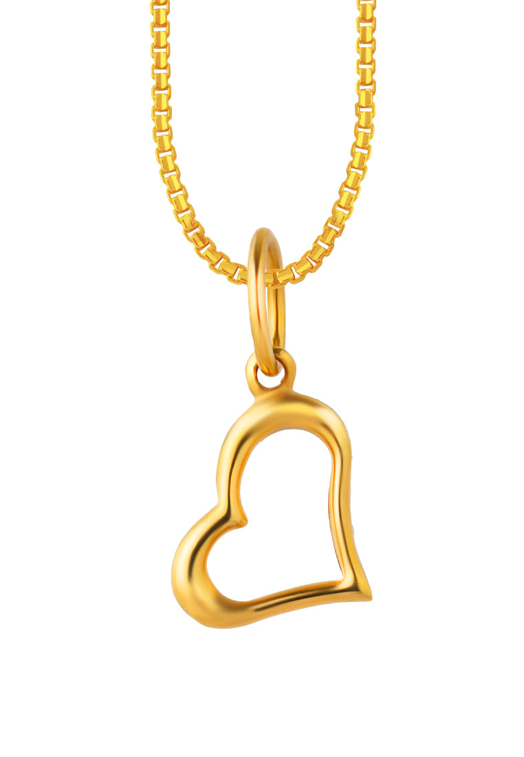 TOMEI Open Heart Dangling Pendant, Yellow Gold 916