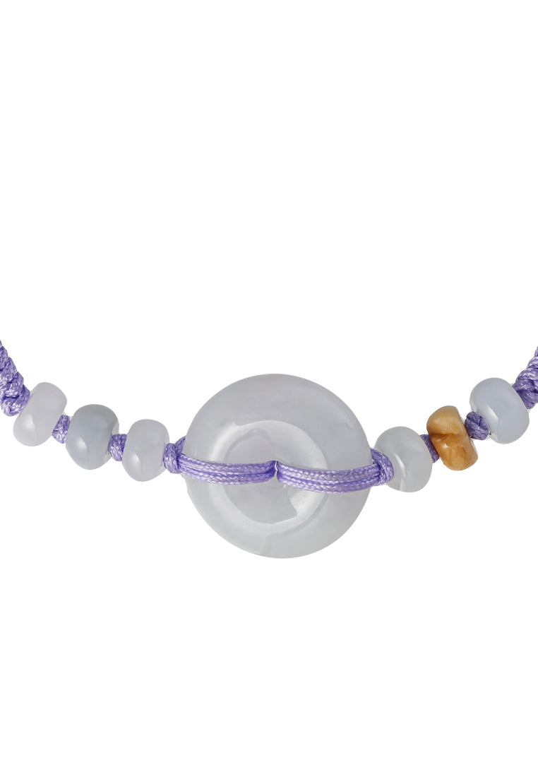 TOMEI [Online Exclusive] Natural Ping-An-Kou Jade with Purple Rope Bracelet