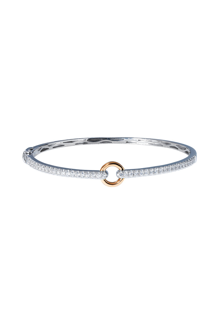 TOMEI Rosy Winter Collection Diamond Bangle, White+Rose Gold 585