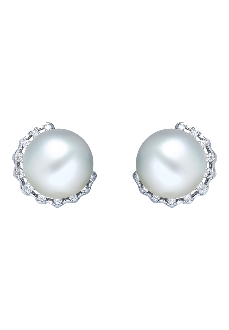 TOMEI Pearl Earrings, White Gold 750