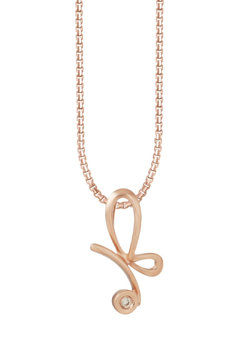 TOMEI [Online Exclusive] Minimalist Butterfly's Wing Pendant, Rose Gold 375