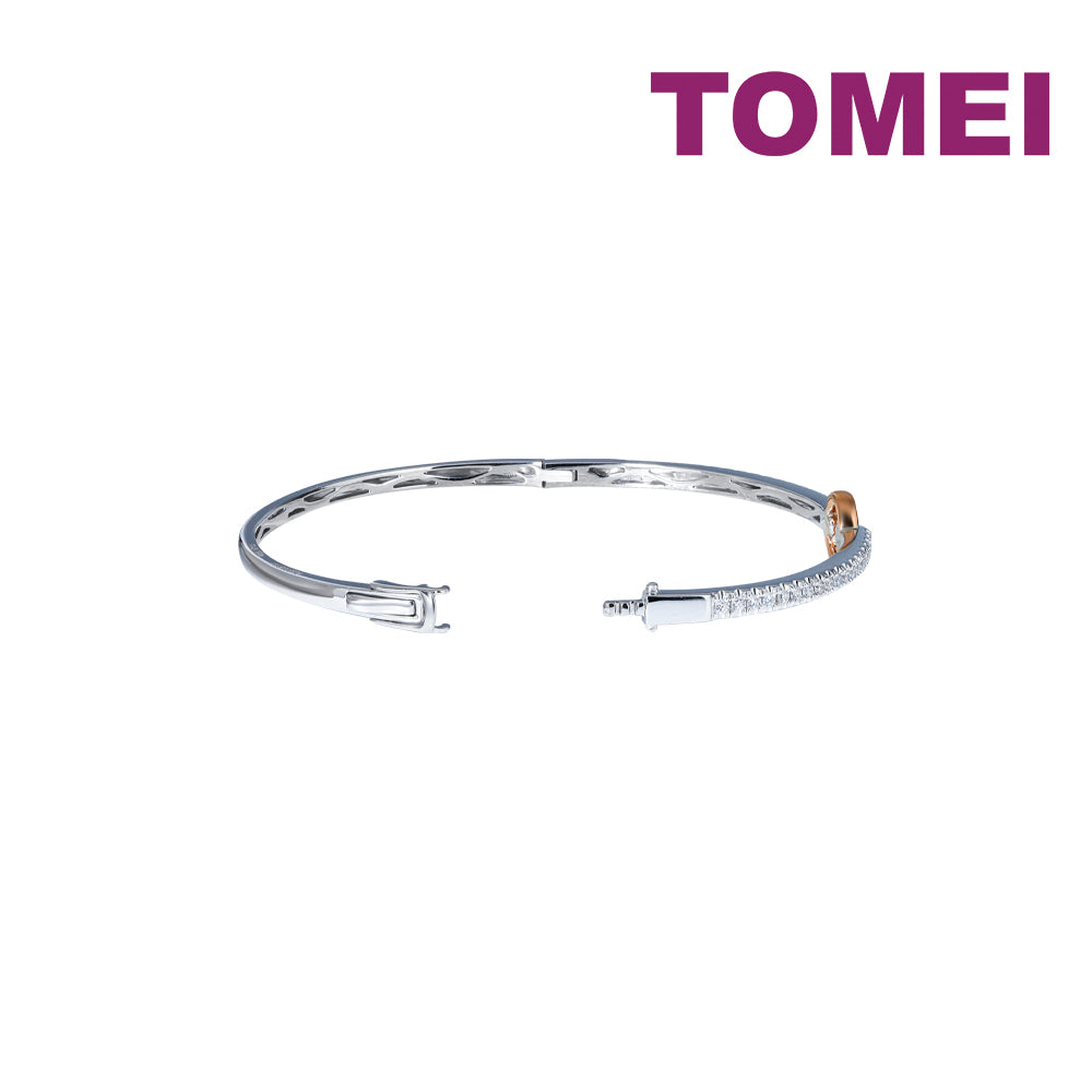 TOMEI Rosy Winter Collection Diamond Bangle, White+Rose Gold 585