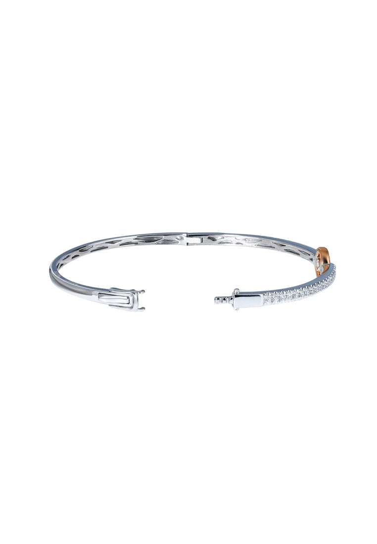 TOMEI Rosy Winter Collection Diamond Bangle, White+Rose Gold 585