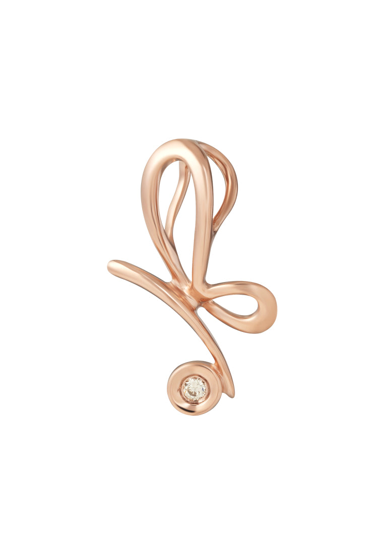 TOMEI [Online Exclusive] Minimalist Butterfly's Wing Pendant, Rose Gold 375