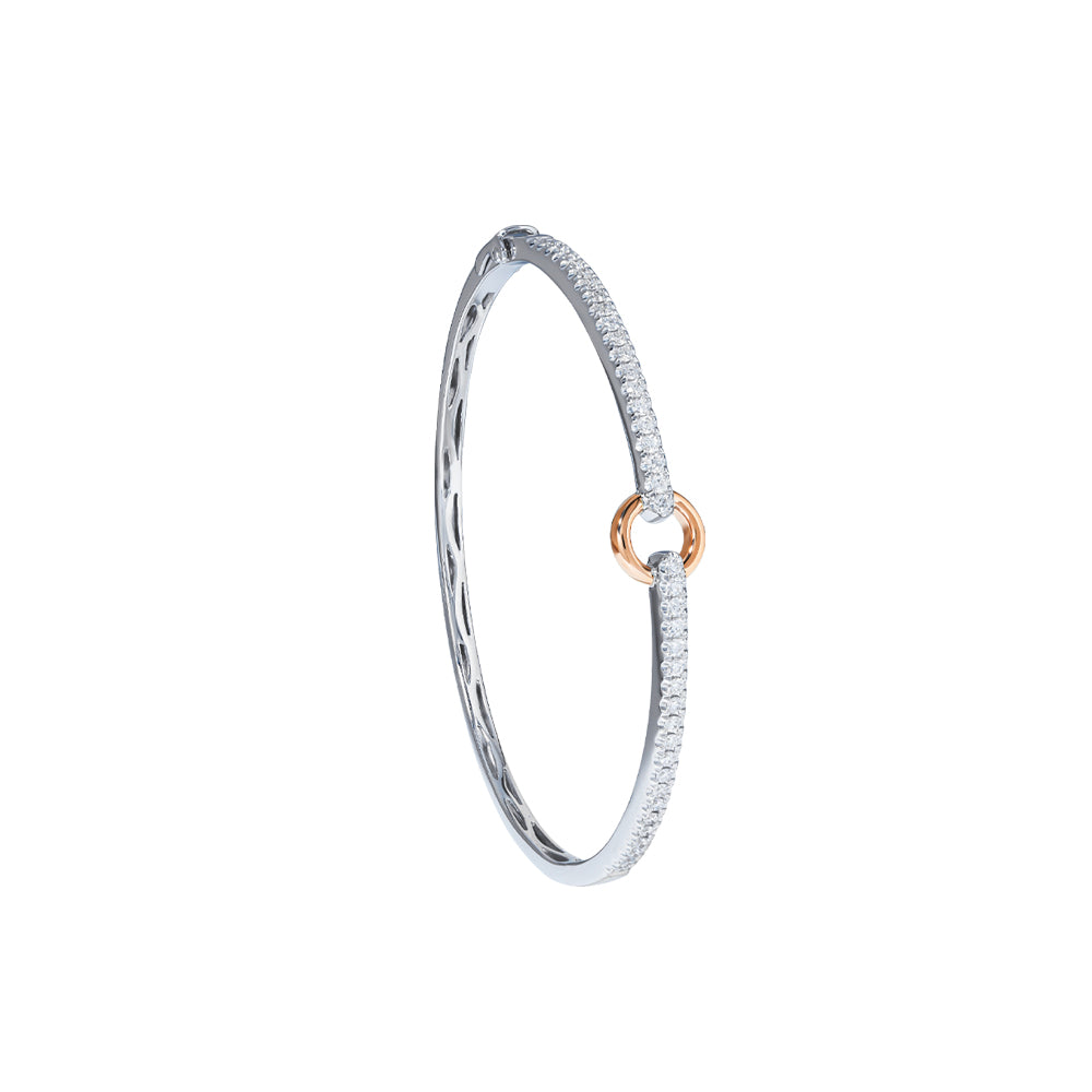 TOMEI Rosy Winter Collection Diamond Bangle, White+Rose Gold 585