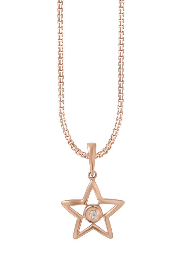 TOMEI [Online Exclusive] Minimalist Dangling Star Pendant, Rose Gold 375