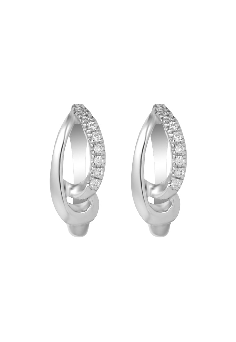 TOMEI Diamond Loop Earrings, White Gold 585