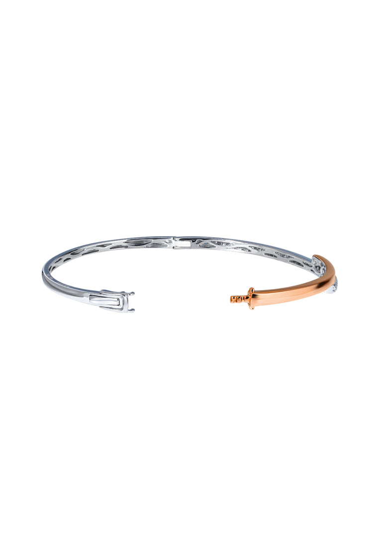 TOMEI Rosy Winter Collection Diamond Bangle, White+Rose Gold 585