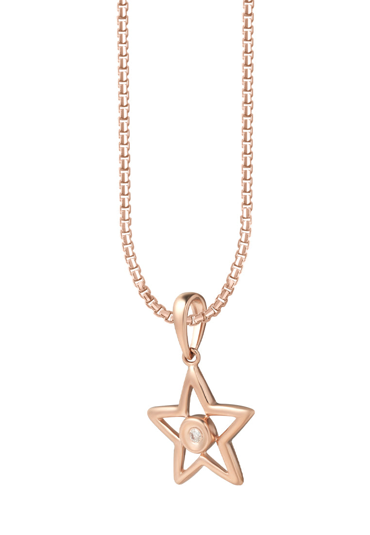 TOMEI [Online Exclusive] Minimalist Dangling Star Pendant, Rose Gold 375
