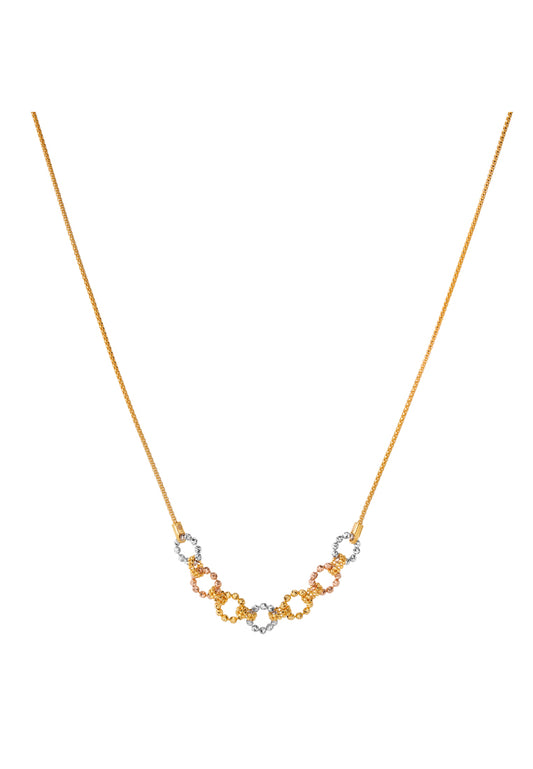 TOMEI Tri-Tone Circle Entwined Necklace, Yellow Gold 916