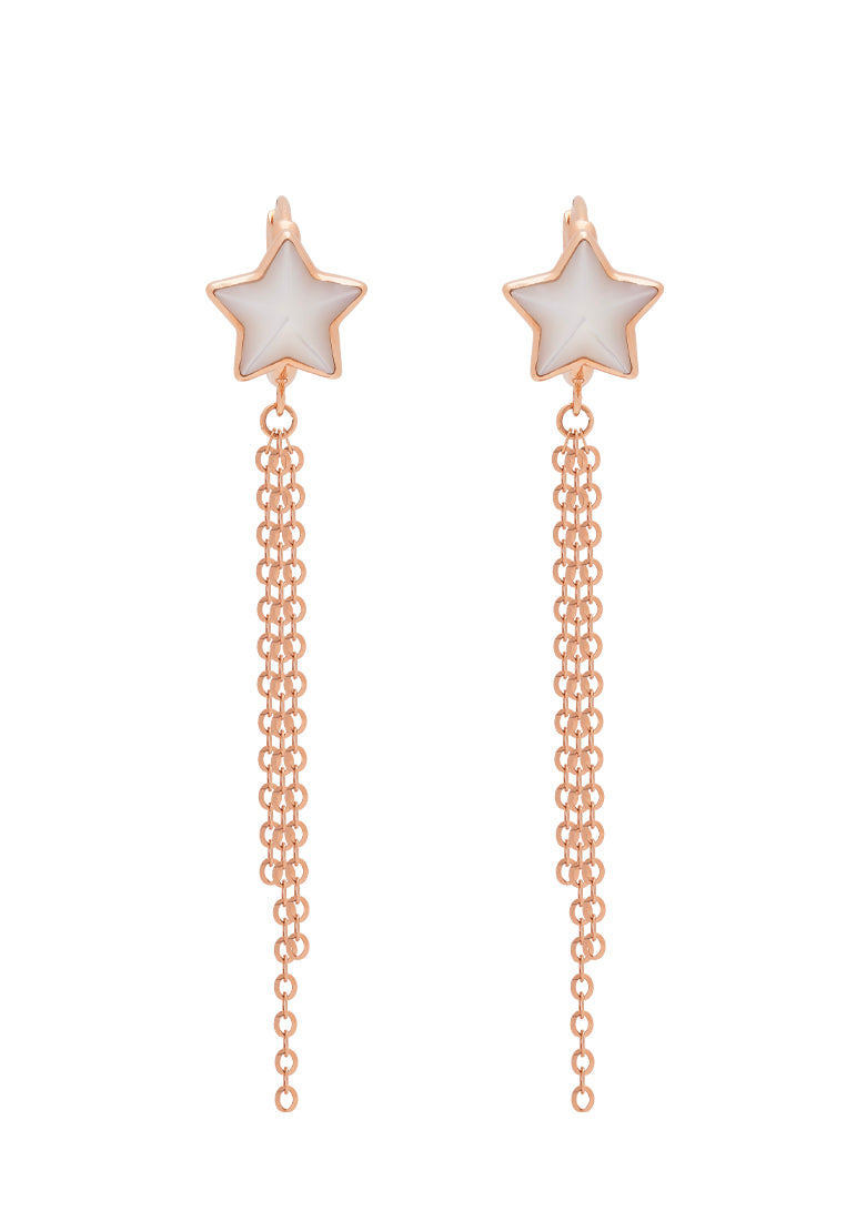 TOMEI Rouge Collection Star Tassels Earrings, Rose Gold 750