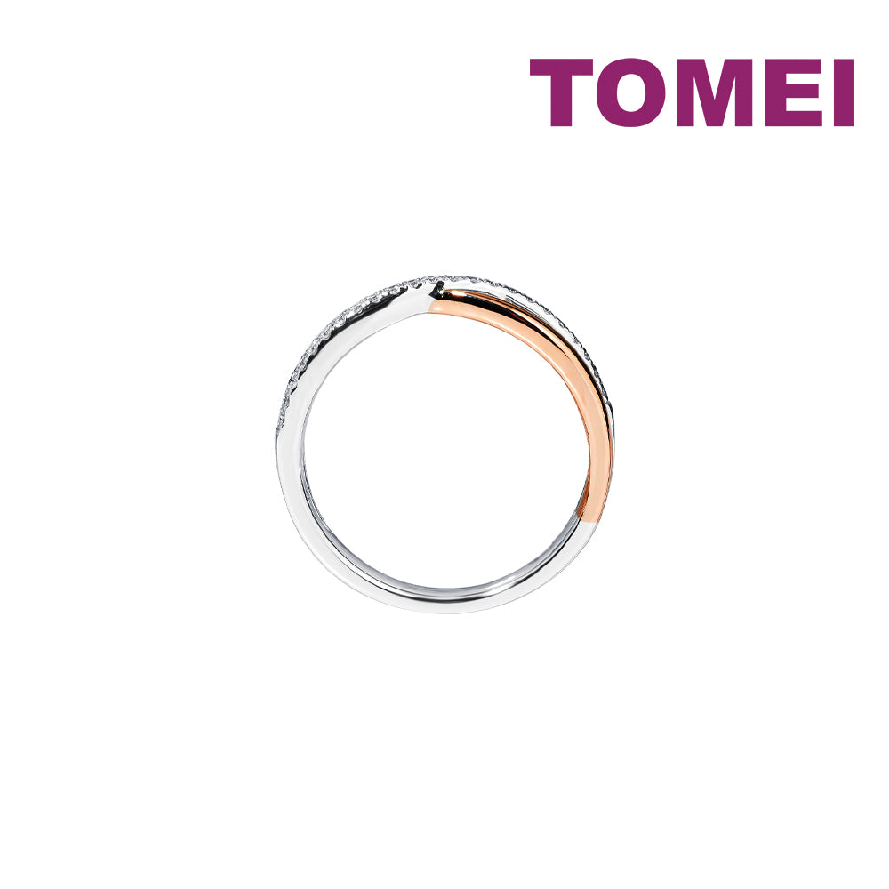 TOMEI Eternal Twine Collection Diamond Ring, White+Rose Gold 585