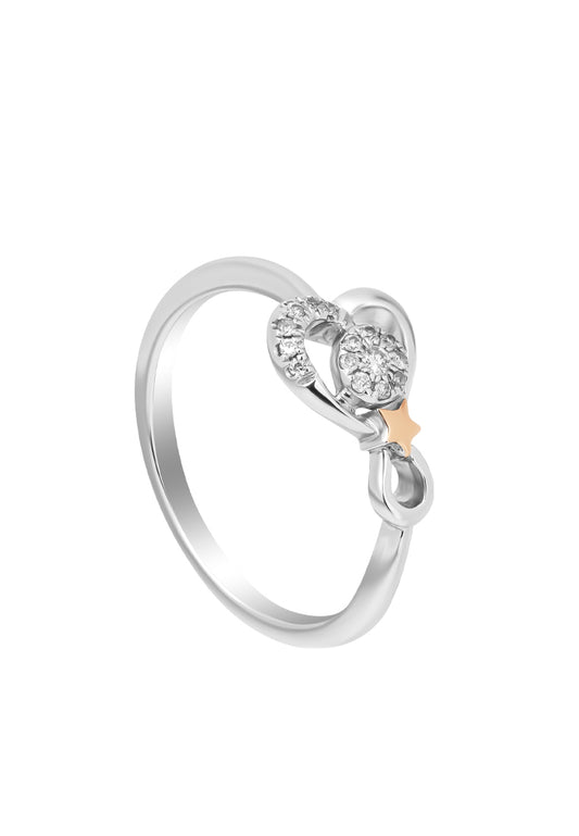 TOMEI Little Star Collection Diamond Ring, White+Rose Gold 375
