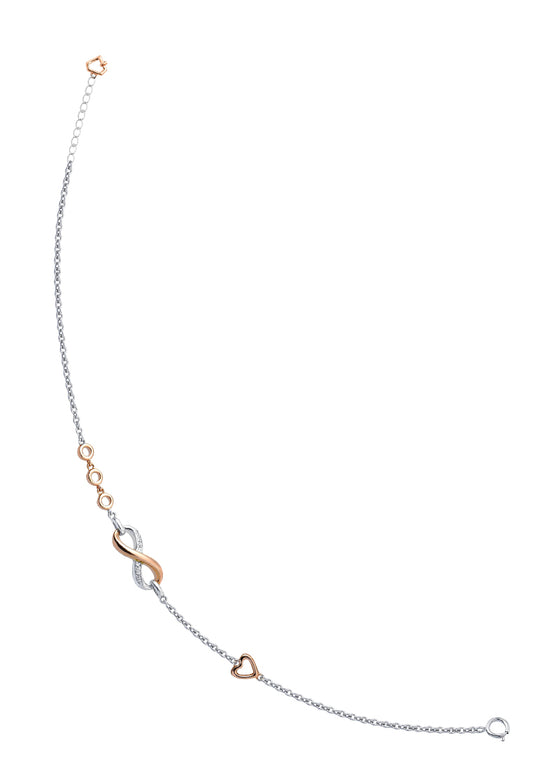 TOMEI 【真爱无尽】Infinity Love Bracelet, White+Rose Gold 585