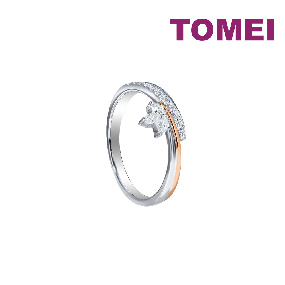 TOMEI Eternal Twine Collection Diamond Ring, White+Rose Gold 585