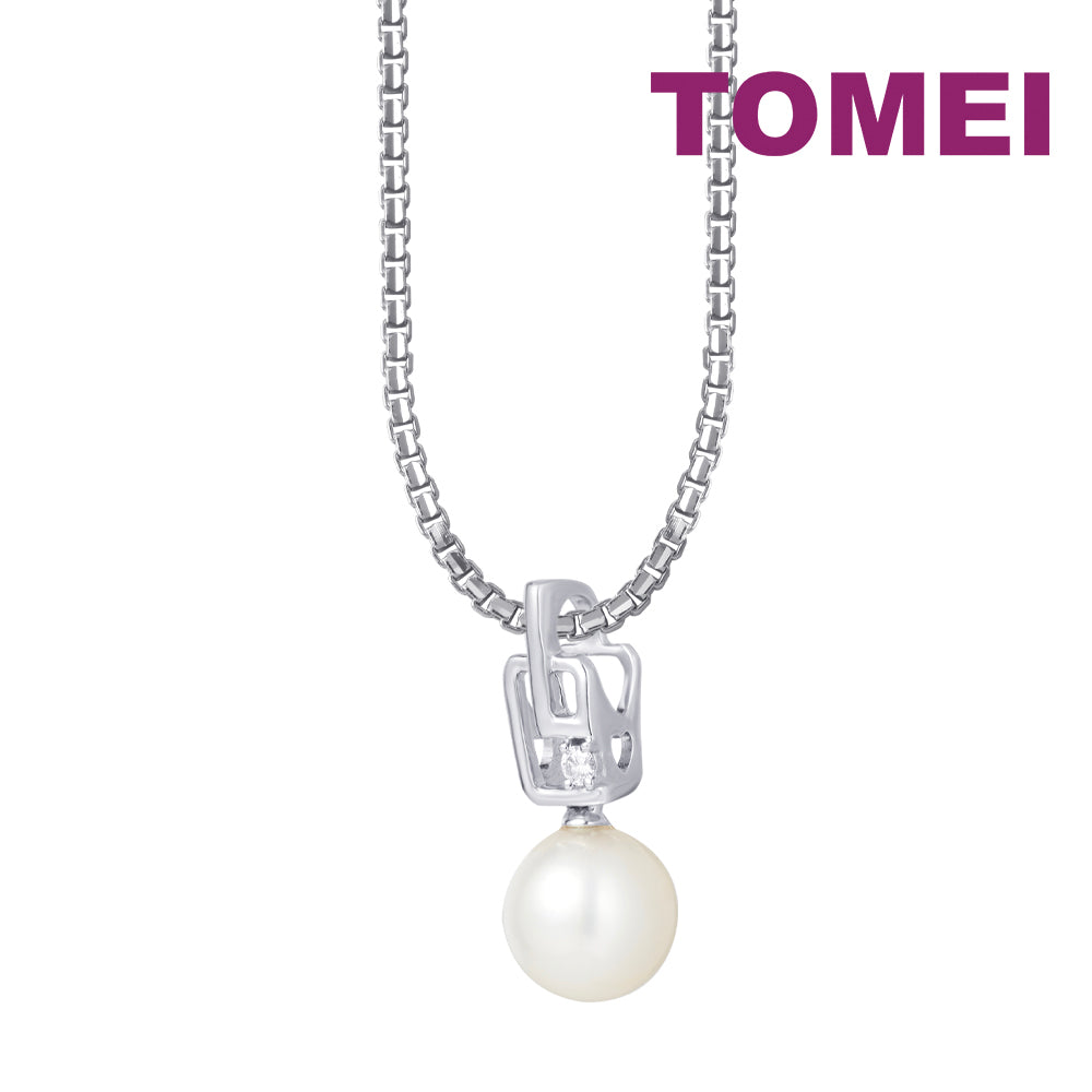 TOMEI Pearl-fection Pendant Set, White Gold 585