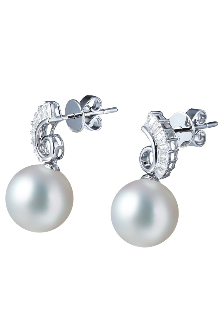 TOMEI Pearl Earrings, White Gold 750