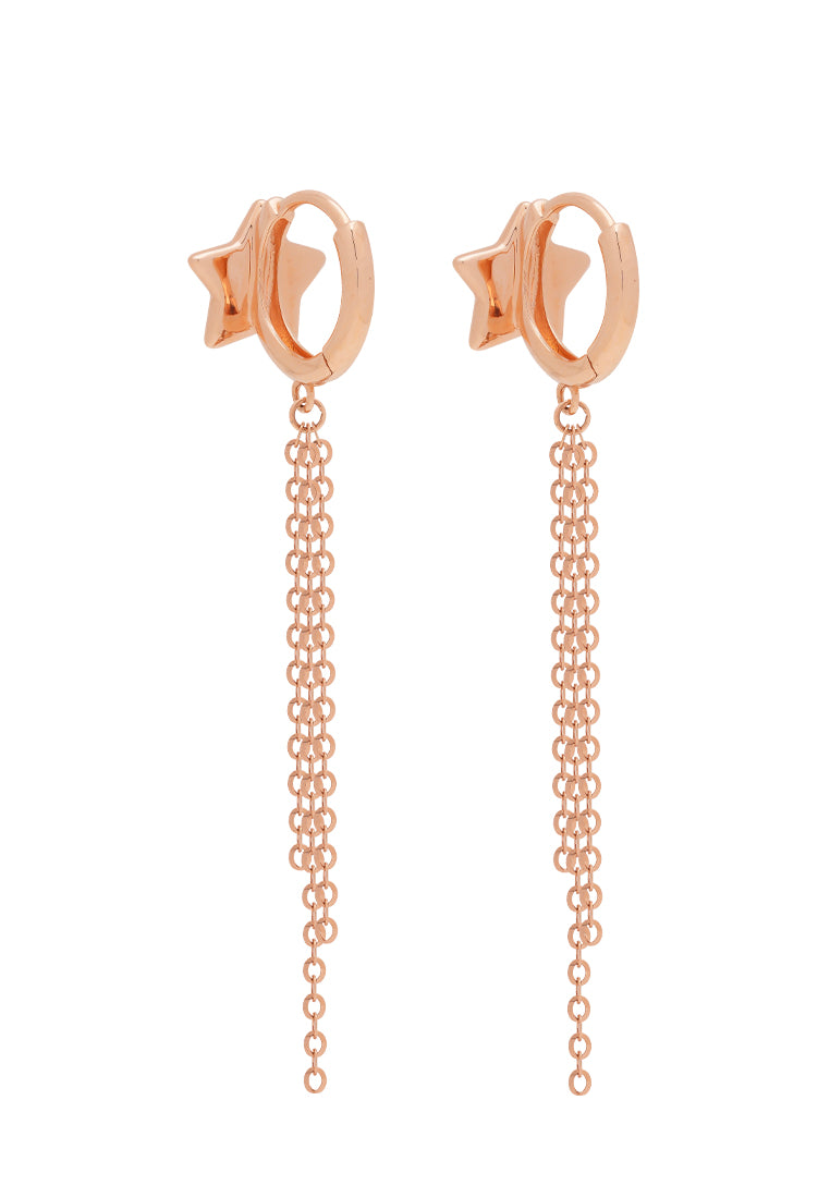 TOMEI Rouge Collection Star Tassels Earrings, Rose Gold 750
