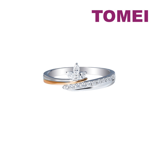 TOMEI Eternal Twine Collection Diamond Ring, White+Rose Gold 585