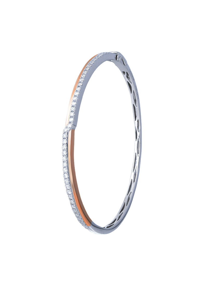 TOMEI 【相互辉映】Entwined Bangle, White+Rose Gold 585