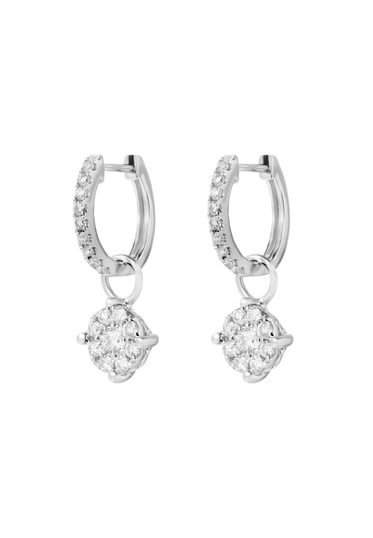 TOMEI Bedazzlingly Frabjous Sparks Diamond Earrings, White Gold 585 (E1007)
