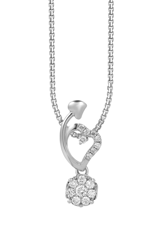 TOMEI Little Heart Collection, Diamond Pendant With Chain, White Gold 585