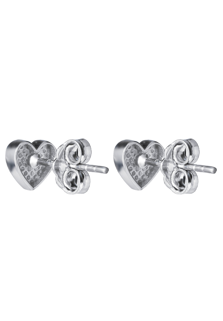 TOMEI Lovely Heart Earrings, White Gold 750