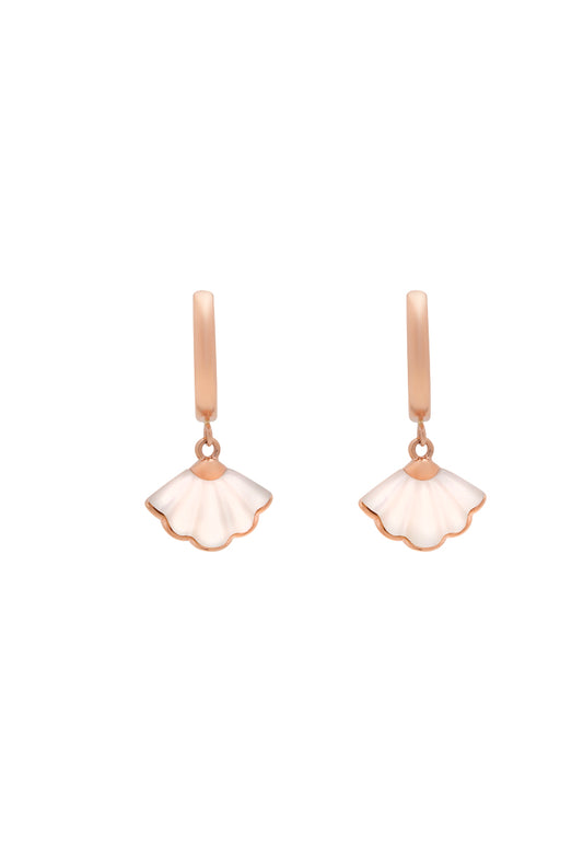 TOMEI Rouge Collection Ginkyo Leaf Loop Earrings, Rose Gold 750