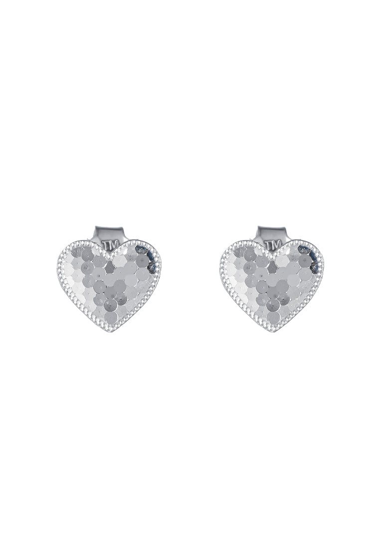 TOMEI Lovely Heart Earrings, White Gold 750
