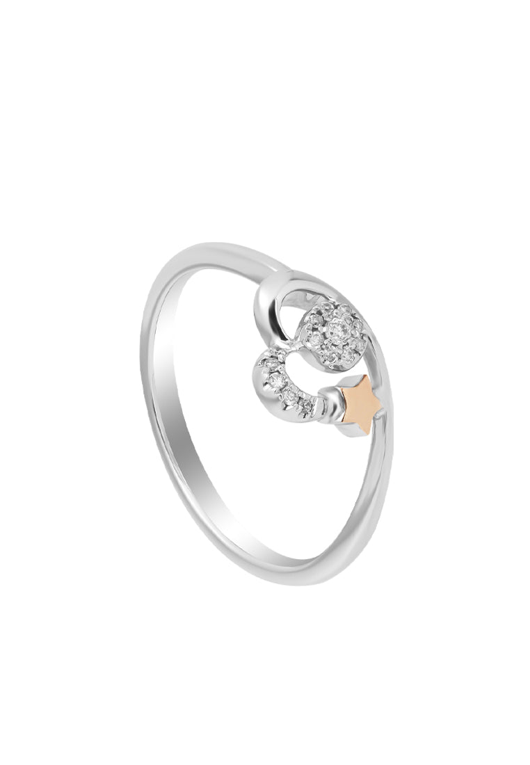 TOMEI Little Star Collection Diamond Ring, White+Rose Gold 375