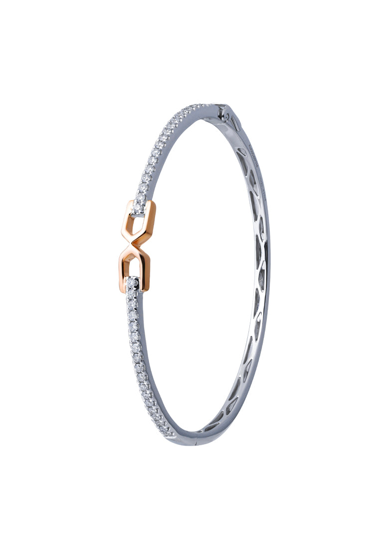 TOMEI 【永无止境的爱情】Infinity Love Bangle, White+Rose Gold 585