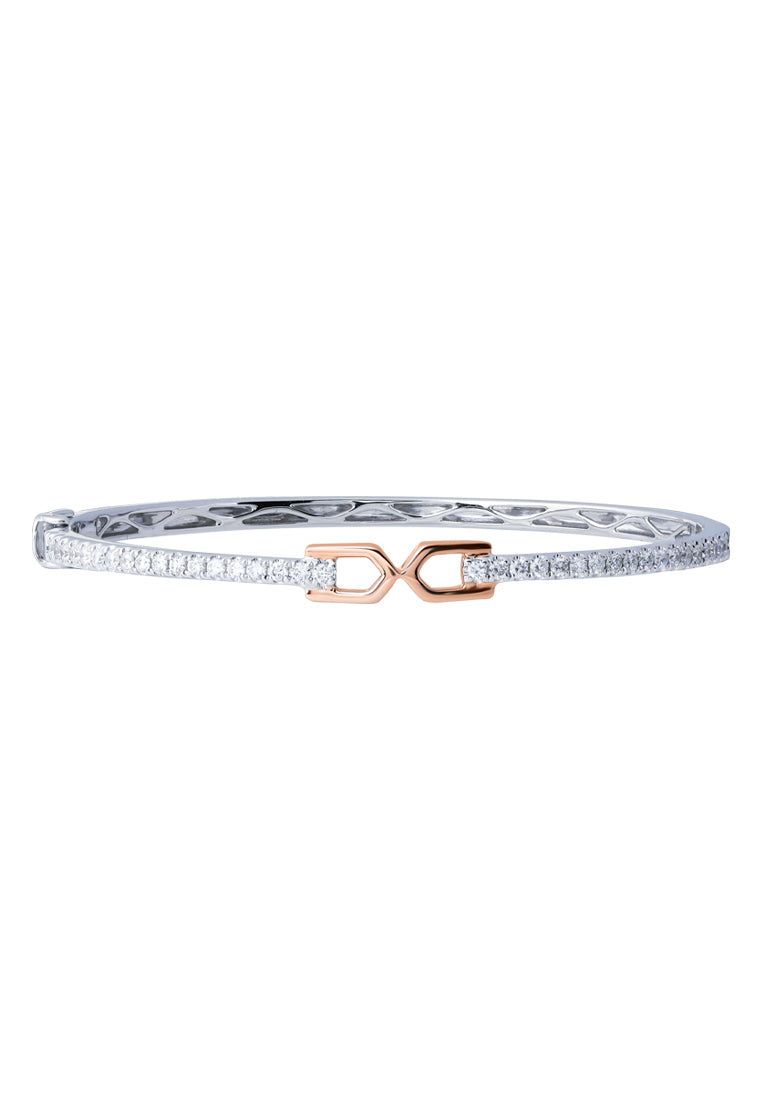 TOMEI 【永无止境的爱情】Infinity Love Bangle, White+Rose Gold 585