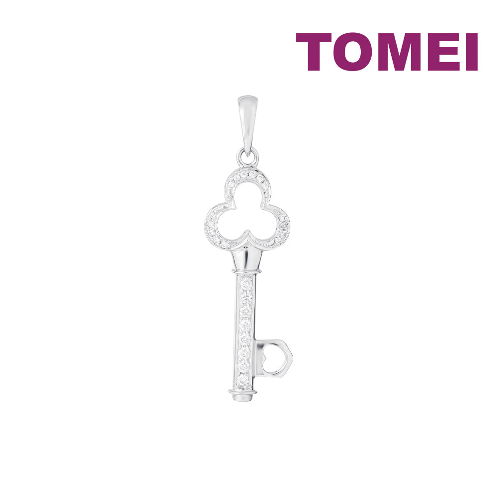 TOMEI Key Diamond Pendant, White Gold 750