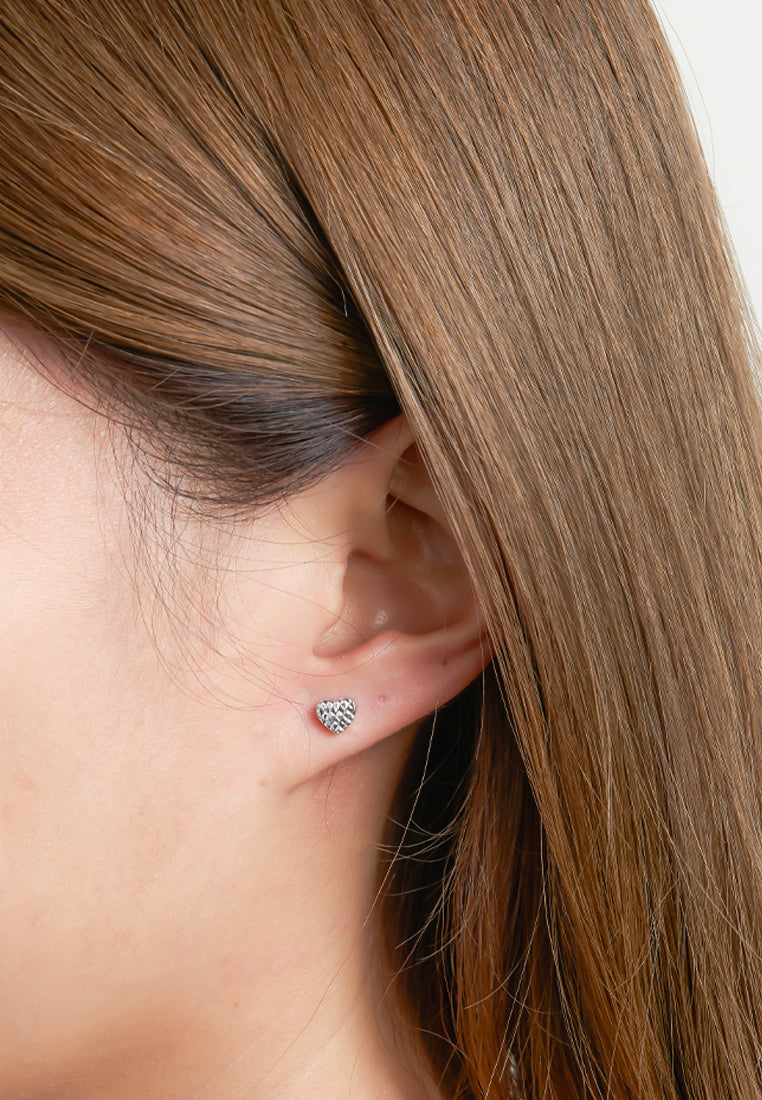TOMEI Laser Cut Love Earrings, White Gold 585