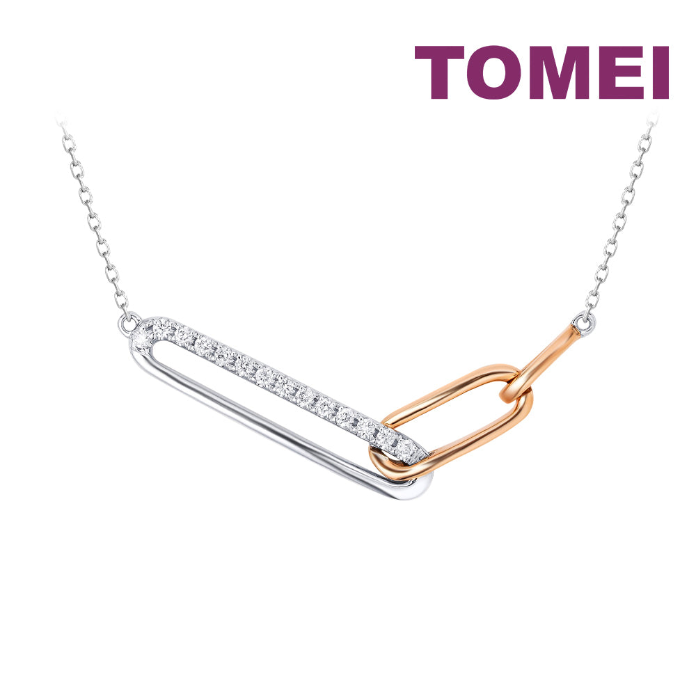 TOMEI Rosy Winter Collection Diamond Necklace, White+Rose Gold 585