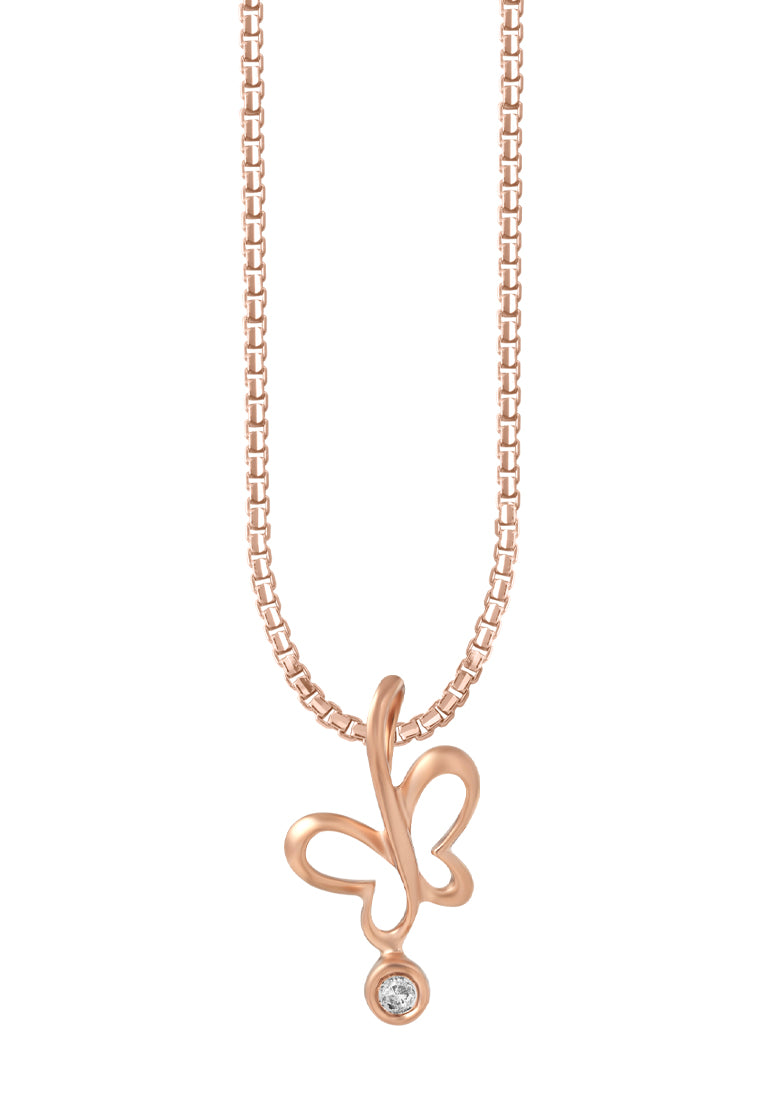 TOMEI [Online Exclusive] Minimalist Butterfly Pendant, Rose Gold 375