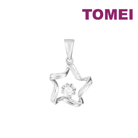 TOMEI Star Diamond Pendant, White Gold 750