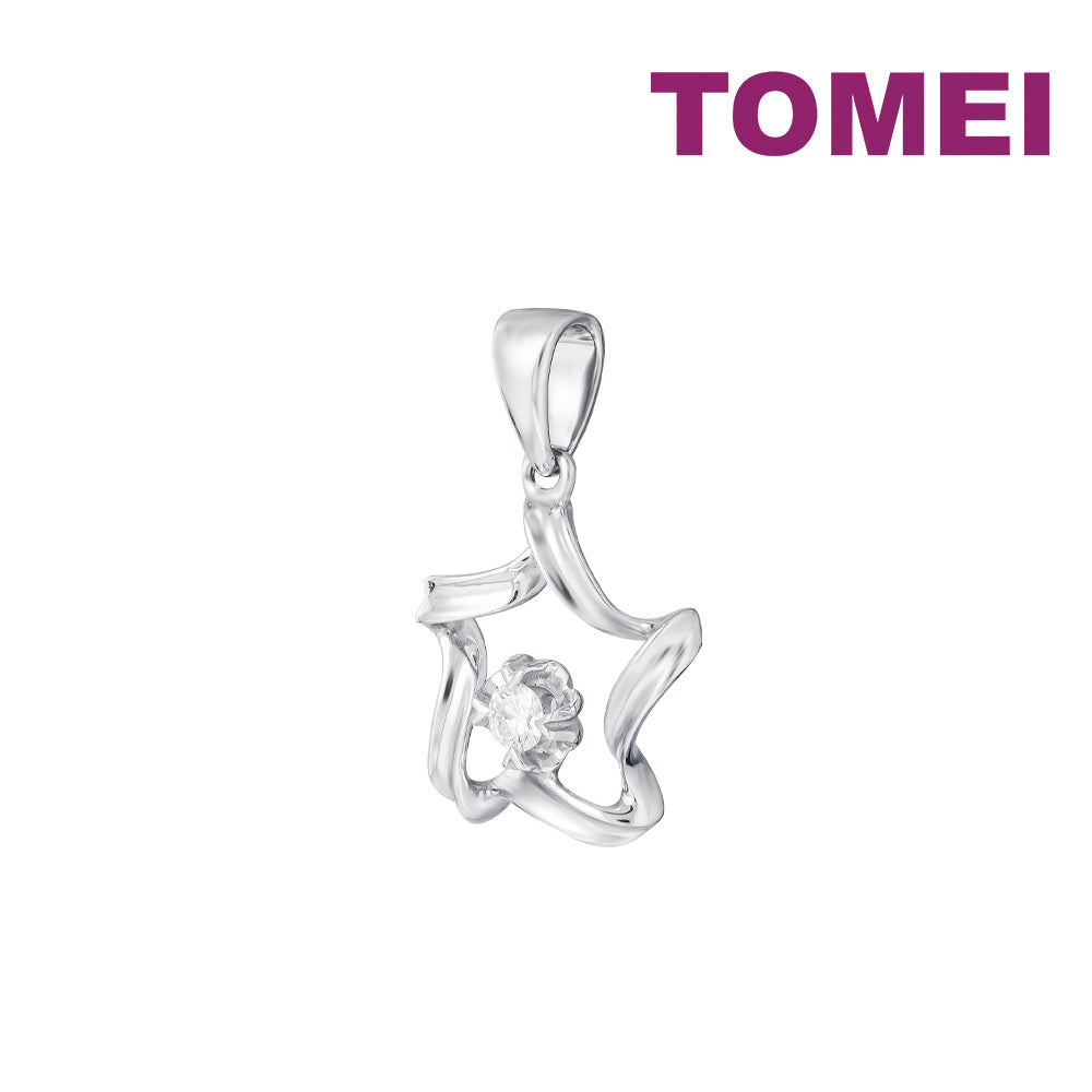 TOMEI Star Diamond Pendant, White Gold 750