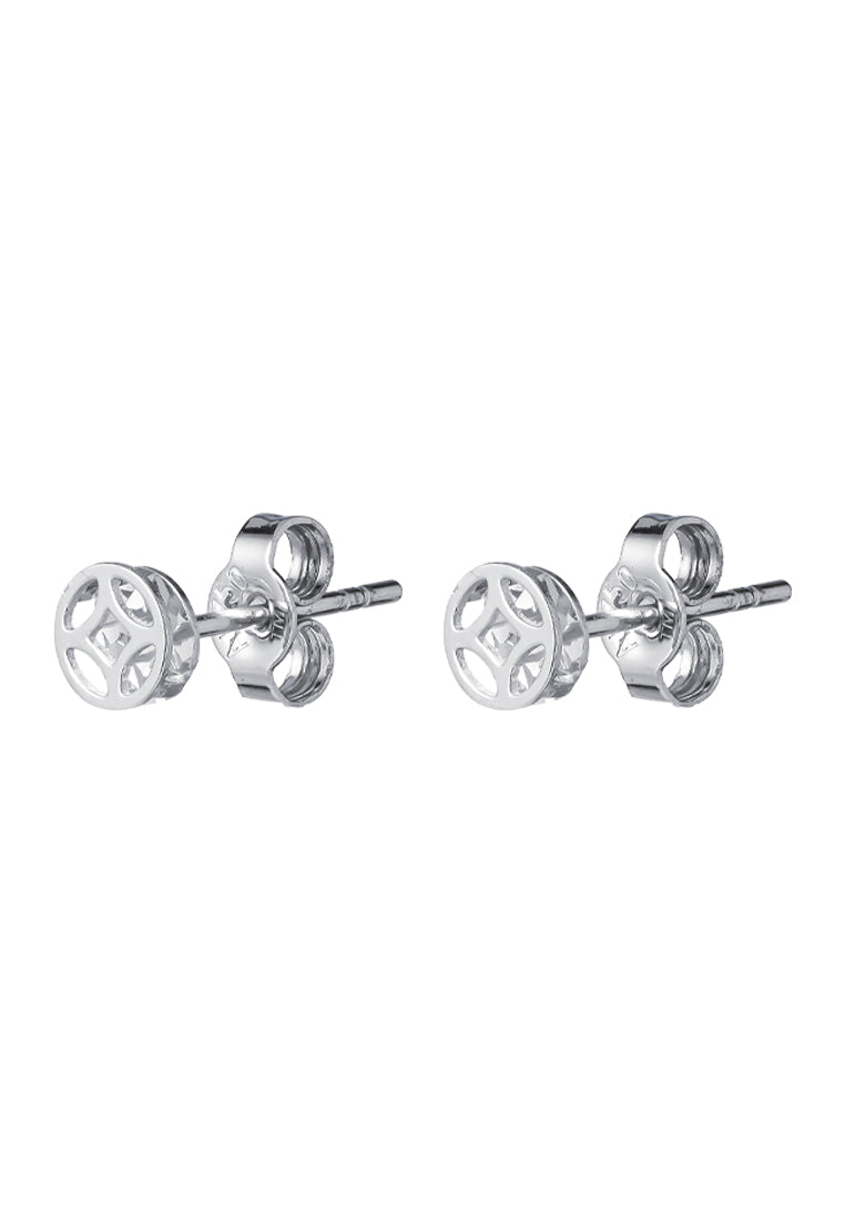 TOMEI Mini Lucky Coin Earrings, White Gold 750