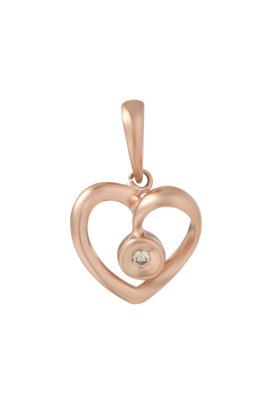 TOMEI [Online Exclusive] Minimalist Heart Shape Pendant, Rose Gold 375