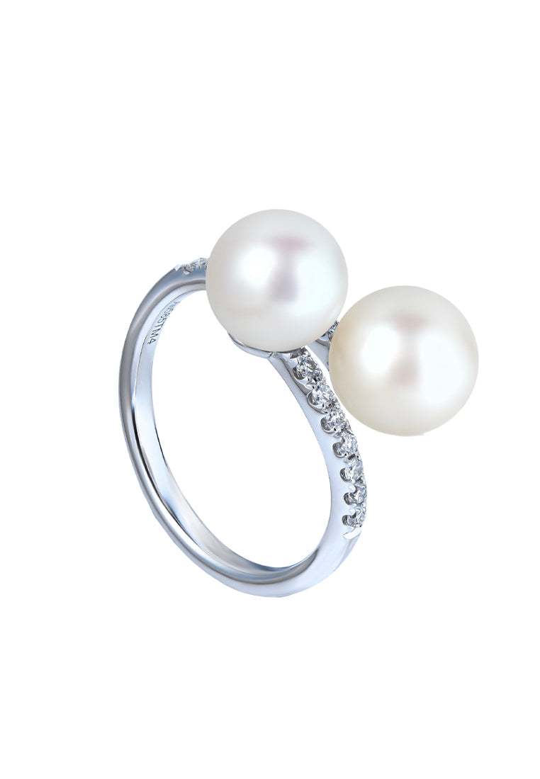 TOMEI Pearl Ring, White Gold 585